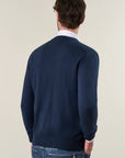 Blue cotton V-neck