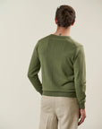 Green cotton V-neck