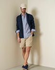 Beige linen drawstring Bermuda shorts
