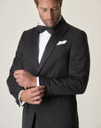 Smoking nero lana vergine super 100s custom fit-Angelico