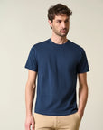 Blue slub cotton T-shirt