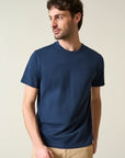 Blue slub cotton T-shirt