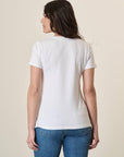 White T-Shirt With Machine Print And Stretch Cotton