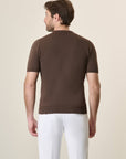 Dark Brown Rice Grain Crepe Cotton T-Shirt