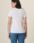 White T-Shirt With Balloon Print And Stretch Cotton