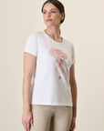 White T-Shirt With Pink Print, Stretch Cotton