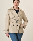 Short Beige Waterproof Trench Coat