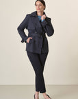 Short Blue Waterproof Trench Coat