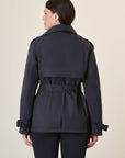 Short Blue Waterproof Trench Coat