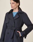 Short Blue Waterproof Trench Coat