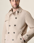 Beige Double-Breasted Waterproof Trench Coat With Belt