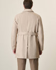 Beige Double-Breasted Waterproof Trench Coat With Belt