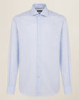 Camicia celeste bianco rigata cotone regular fit-Angelico