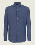Blue And White Patterned Shirt In Custom Fit Performance Fabric