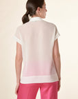 Blusa bianca cravattino manica aletta tulle-Angelico