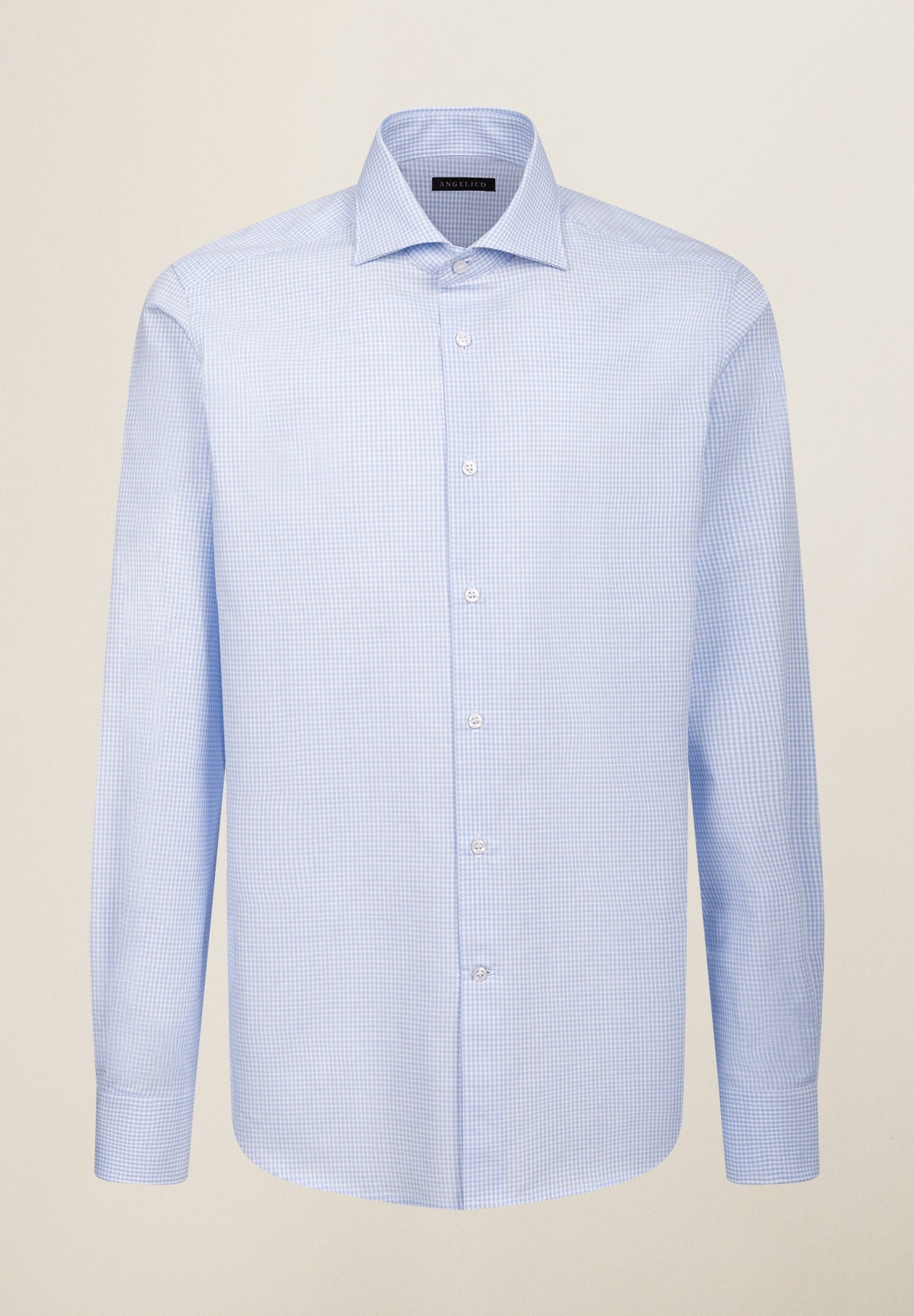 Camicia azzurra quadretto vichy francese regular fit-Angelico