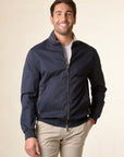 Bomber blu scuro cotone zip-Angelico