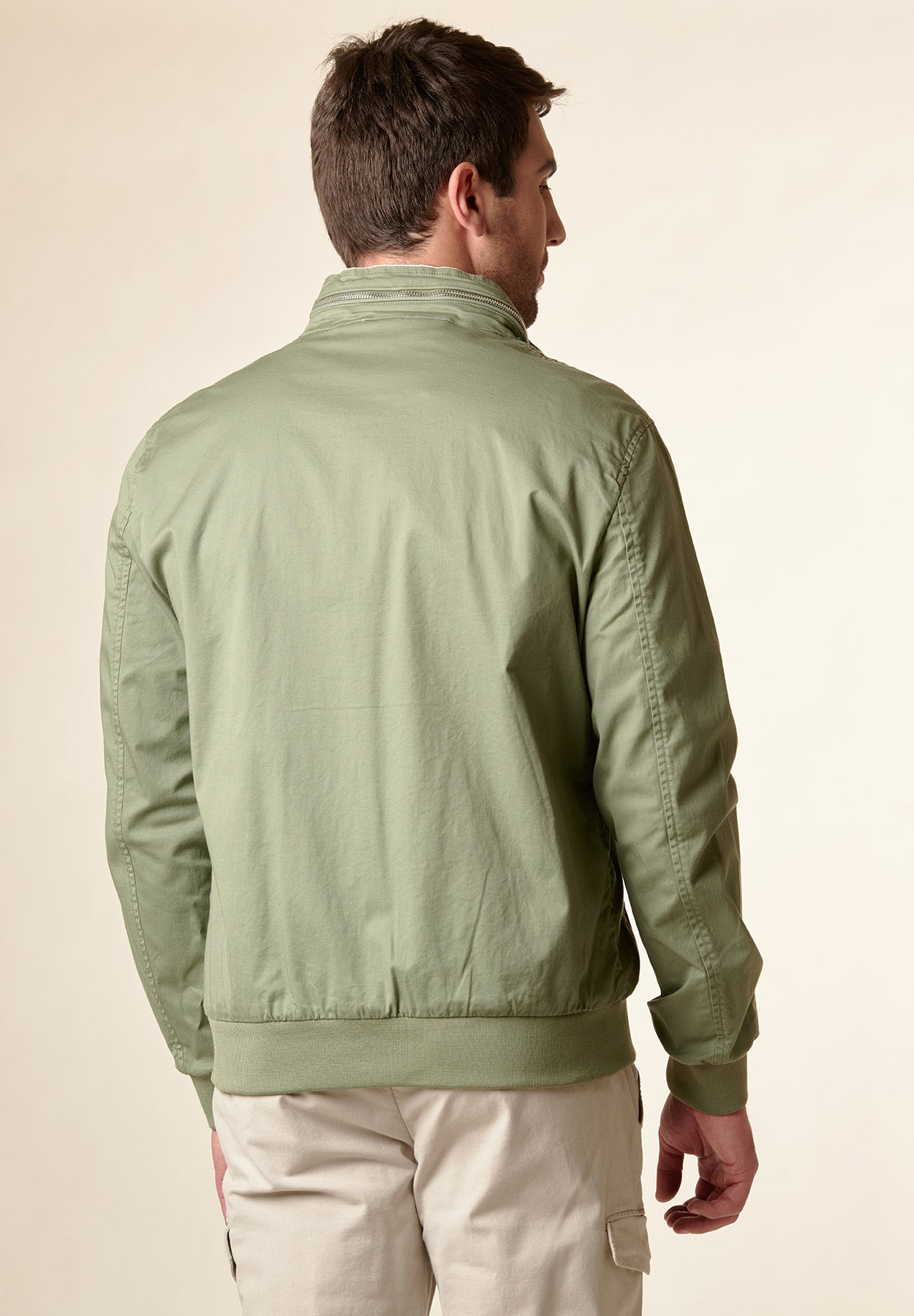 Bomber verde militare cotone zip-Angelico