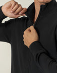 Maglia full zip nero lana merinos Harmony-Angelico