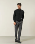 Lana Gatto black merino wool full zip sweater