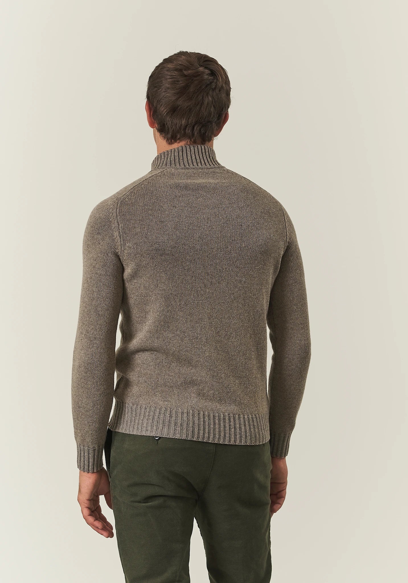 Maglia full zip beige misto lana vanis������-Angelico