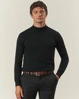 Black merino wool turtleneck sweater Lana Gatto