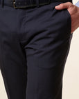 Pantalone blu tela lana vergine custom fit-Angelico