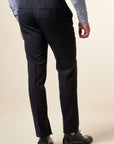 Pantalone blu tela lana vergine custom fit-Angelico